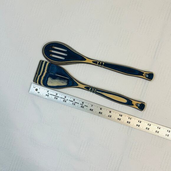 Spatula and Slotted Spoon Pakkawood Cobalt 12" Island Bamboo - Picture 4 of 5
